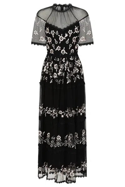 Frock And Frill Women's Cicely Floral Embroidered Midaxi Dress - Black
