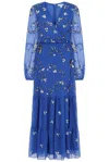 Frock And Frill Women's Elena Blue Embellished Maxi Dress