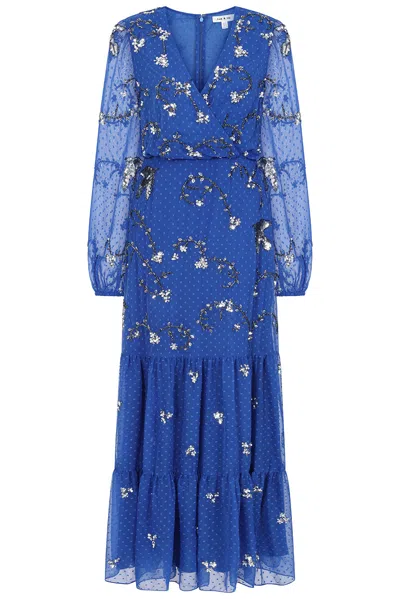 Frock And Frill Women's Elena Blue Embellished Maxi Dress