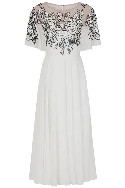Frock And Frill Women's Embelia Floral Embellished Midi Dress - White