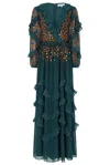 Frock And Frill Women's Fearne Green Embroidered Maxi Dress In Green