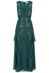 Frock And Frill Women's Hazel Green Floral Embellished Maxi Dress In Green