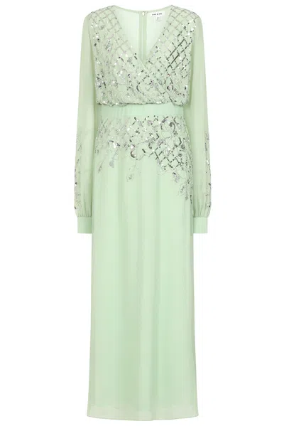 Frock And Frill Women's Kaira Pale Green Sequin Maxi Dress