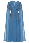 Frock And Frill Women's Laelia Embellished Maxi Dress With Cape Sleeves - Blue In Blue