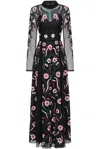 Frock And Frill Women's Liana Black Floral Embroidered Maxi Dress In Black