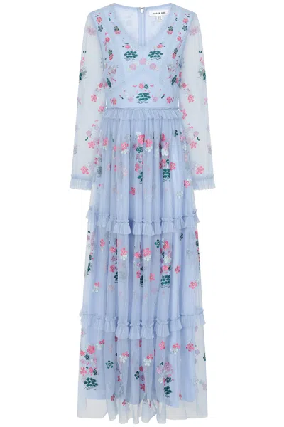 Frock And Frill Women's Linnea Floral Embroidered Maxi Dress - Light Blue