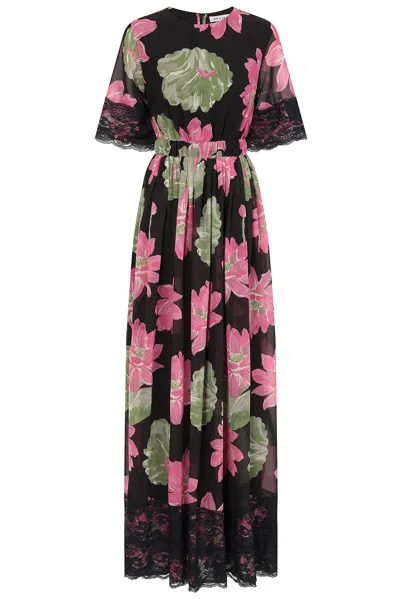 Frock And Frill Women's Milena Black Floral Print Maxi Dress