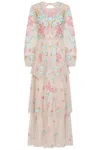 Frock And Frill Women's Neutrals Camellia Floral Embroidered Maxi Dress