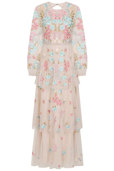 Frock And Frill Women's Neutrals Camellia Floral Embroidered Maxi Dress In Multi