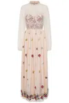 Frock And Frill Women's Neutrals Gaia Champagne Floral Embroidered Maxi Dress In White