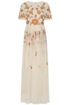 Frock And Frill Women's Neutrals Saffron Cream Floral Embroidered Maxi Dress