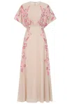 Frock And Frill Women's Neutrals Sienna Shell Floral Embroidered Maxi Dress In Pink