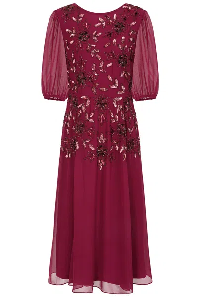 Frock And Frill Women's Pink / Purple Amora Berry Embellished Midi Dress In Pink/purple