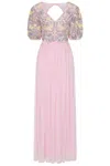 Frock And Frill Women's Pink / Purple Camelia Floral Embroidered Maxi Dress - Pink In Pink/purple