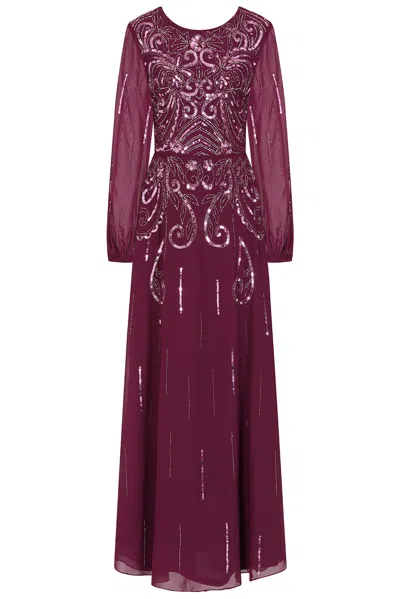 Frock And Frill Women's Purple Ania Berry Sequin Maxi Dress