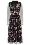 Frock And Frill Women's Raena Black Floral Embroidered Midi Dress In Black