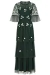 Frock And Frill Women's Suki Green Floral Embellished Maxi Dress In Green