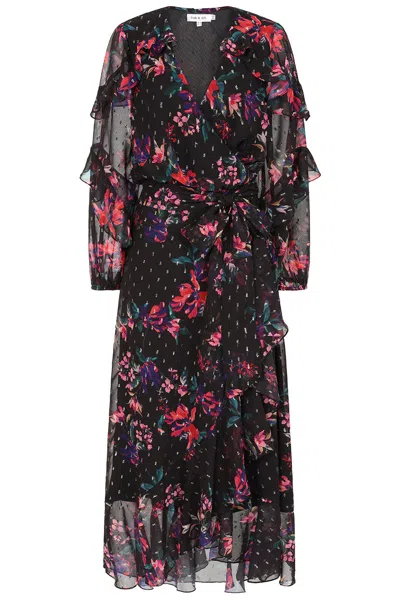 Frock And Frill Women's Susannah Black Floral Print Midaxi Dress