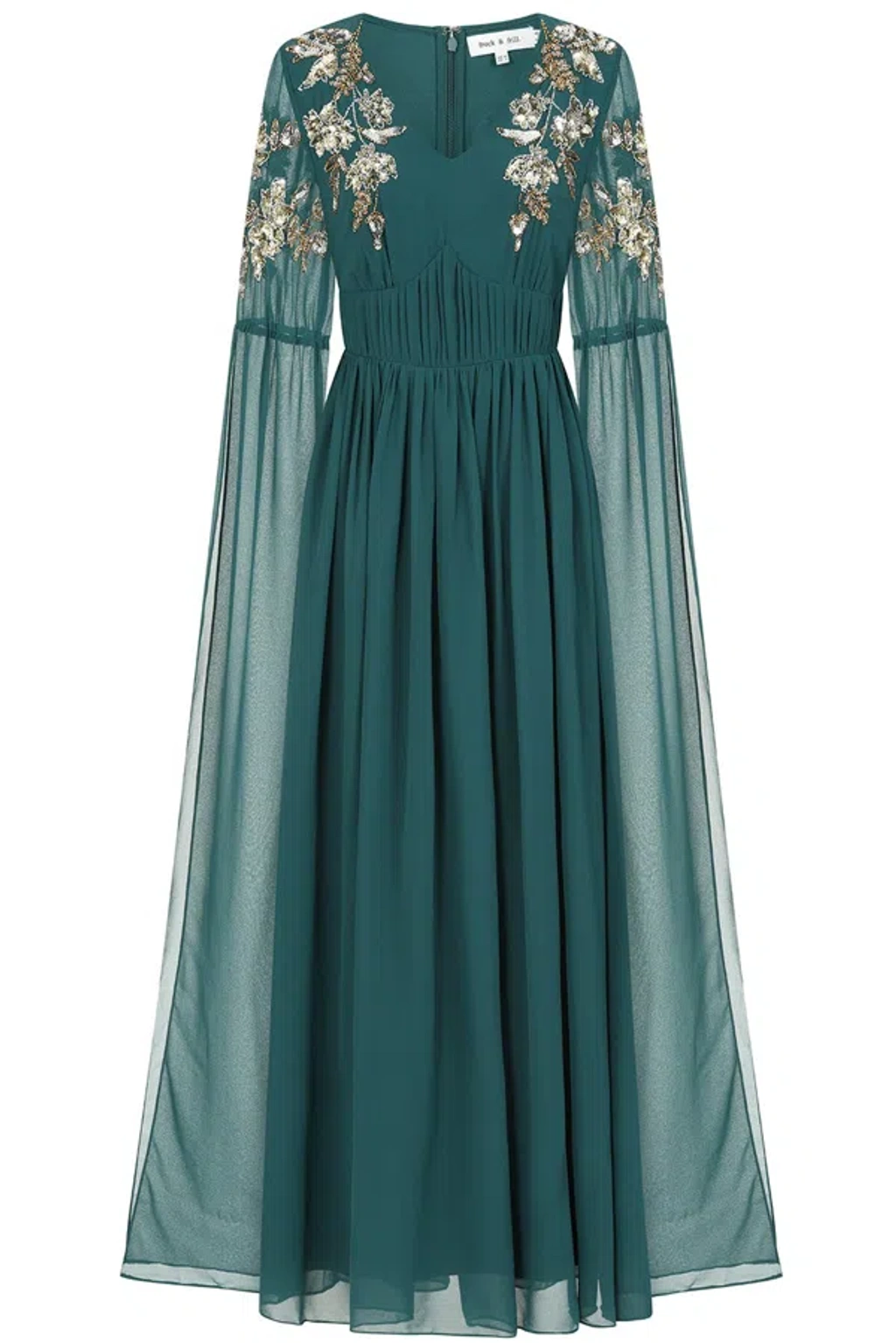frock and frill green dress Ida Storm Green Embellished Maxi Dress with Cape Sleeves  Frock and Frill