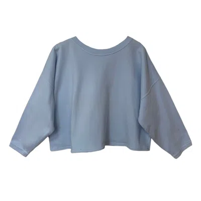 Frock Tales Women's Bella Oversized Cropped Sweat Shirt In Baby Blue