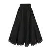 Frock Tales Women's Black Manhattan Midaxi Skirt With Lace Hem