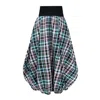 Frock Tales Women's Black / Pink / Purple Ram Parachute Skirt In Pastel Check In Black/pink/purple