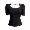 Frock Tales Women's Black / Silver Belle Top With Scoop Neck In Black And Silver In Black/silver
