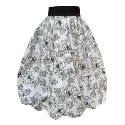 Frock Tales Women's Black / White Enoki Puffball Skirt In Floral Print