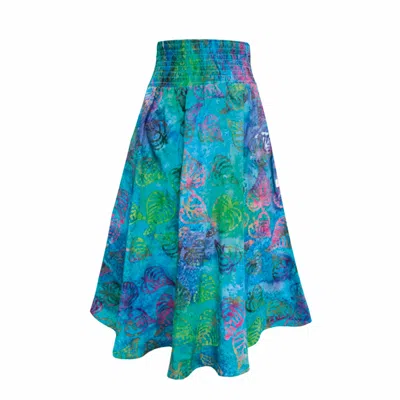 Frock Tales Women's Blue Orchid Midi Skirt With Pockets In Waterside Print