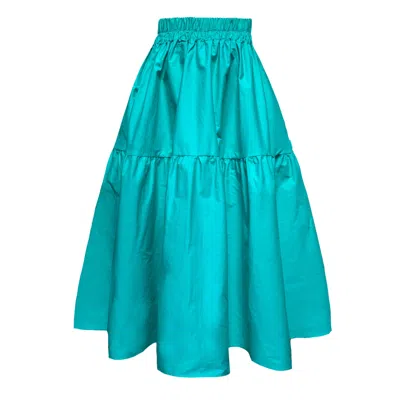 Frock Tales Women's Blue Tahiti Midi Skirt With Pockets In Aqua Awe