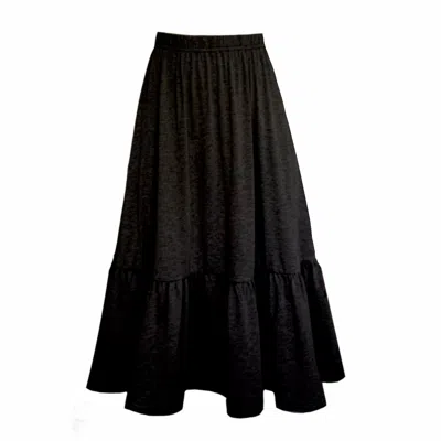 Frock Tales Women's Boho Gathered Midi Skirt With Pockets In Black