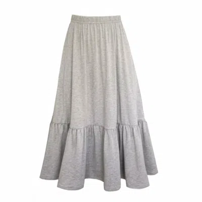 Frock Tales Women's Boho Gathered Midi Skirt With Pockets In Grey