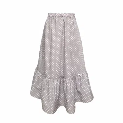 Frock Tales Women's Boho Midi Skirt With Pockets In Grey Polka Dot