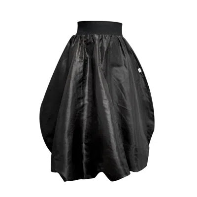 Frock Tales Women's Enoki Puffball Skirt In Black Taffeta