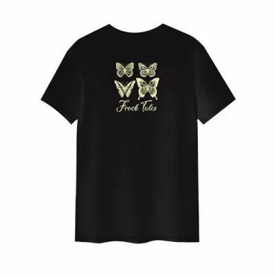 Frock Tales Women's  Butterfly Printed Organic Tee In Black