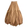 Frock Tales Women's Gold Mylar Puffball Midi Skirt In Biscuit In Gold
