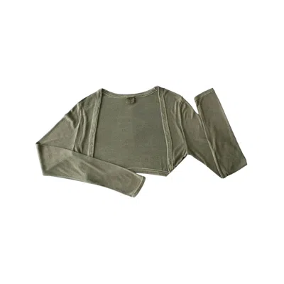 Frock Tales Women's Green / Brown Shruglet In Khaki In Green/brown