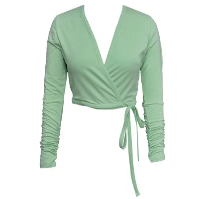 Frock Tales Women's Green Daisy Ballet Wrap Top In Sage