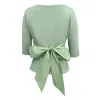 Frock Tales Women's Green Primrose Top With Bow In Sage In Green