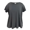Frock Tales Women's Grey Any Day Tee With Short Sleeve & Scoop Neck In Steel In Grey