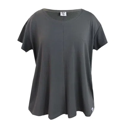 Frock Tales Women's Grey Any Day Tee With Short Sleeve & Scoop Neck In Steel