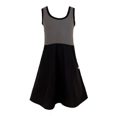 Frock Tales Women's Grey / Black Vada Knee Length Sleeveless Dress In Grey/black
