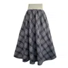 Frock Tales Women's Grey / Blue Bonnie Midi Skirt In Navy Tartan In Grey/blue
