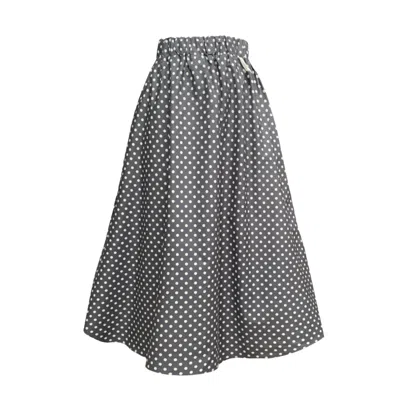 Frock Tales Women's Grey Sovereign Skirt With Pockets In Charcoal Polka-dot