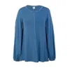 Frock Tales Women's Guru Flared Top With Blouson Sleeves In Wedgwood Blue In Blue