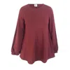 Frock Tales Women's Guru Flared Top With Blouson Sleeves In Wine In Red