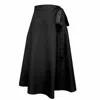 Frock Tales Women's Illusion Wrap Midi Skirt In Black With Pockets In Black