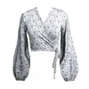 Frock Tales Women's Kenza Wrap Top In Wings White And Black Print