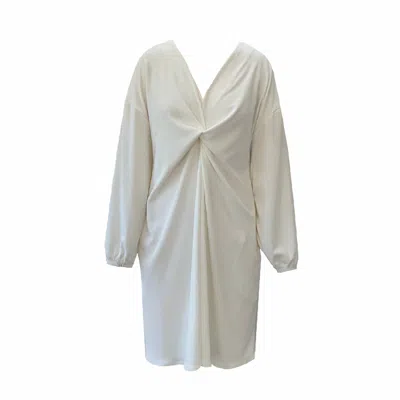 Frock Tales Women's Meander Dress With Knot In Winter White