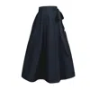 Frock Tales Women's Meyer Wrap Midi Skirt In Black With Pockets In Black